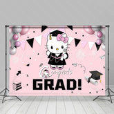 Hello Kity Class of 2025 Pink Graduation Decorations Backdrop